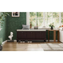 TREXM Classic Shoe Bench with Cushion and Three Drawers, Fluted Entryway Bench with Storage for Living Room, Entryway, and Hallways (Espresso)