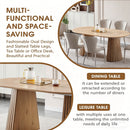 Dining Table, Flexible Extendable Oval Design With Slatted Legs - Natural Wood