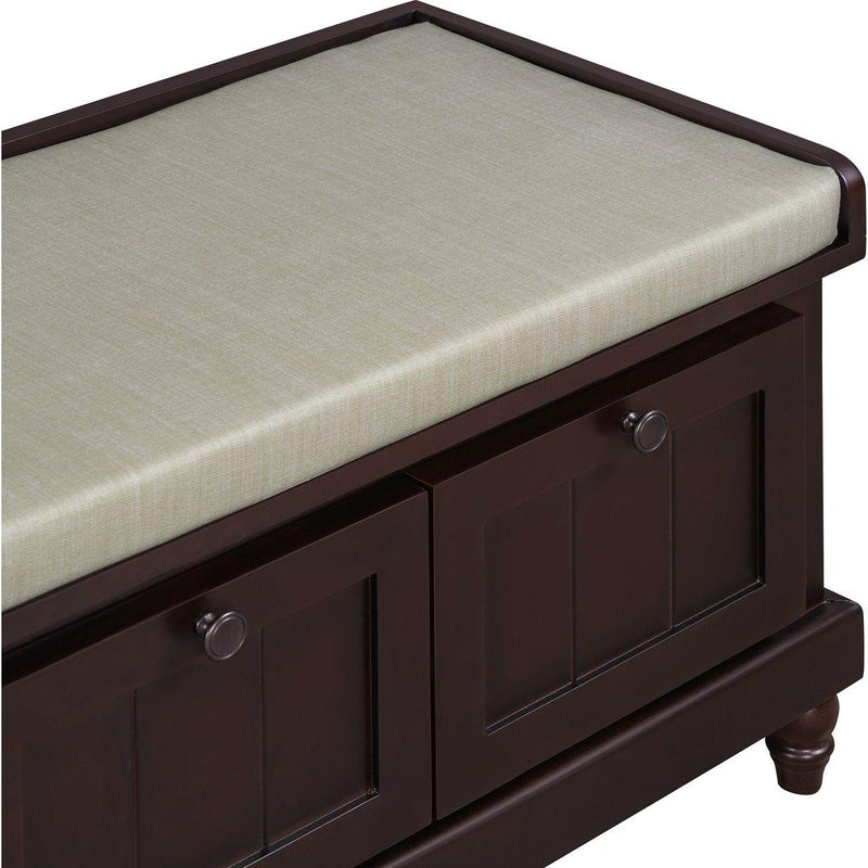 TREXM Classic Shoe Bench with Cushion and Three Drawers, Fluted Entryway Bench with Storage for Living Room, Entryway, and Hallways (Espresso)