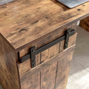 Home Office Desk One Cabinet Three Shelves Faux Barn Door On Metal Euro Hinges Modesty Panel - Distressed Wood by HouseOfZazla