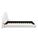 Queen Arched Bed With Small Table, Floor Standing Design - Beige by HouseOfZazla