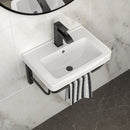 Wall Mounted Rectangular Bathroom Sink With 304 Stainless Steel Towel Bar & Overflow - White by Unique Piece Furniture