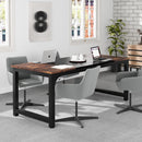 Executive Office Desk, Large Computer Workstation With Thick Frame - Brown / Black by HouseOfZazla
