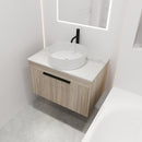30" Modern Design Float Bathroom Vanity With Ceramic Basin Set, Wall Mounted White Oak Vanity With Soft Close Door, KD-PackingD-Packing Pieces
