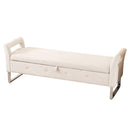 Wide Storage Soft Ottoman Bench With Armrests by HouseOfZazla