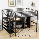 Full Size Loft Bed With Desk Set And Wardrobe - Black by HouseOfZazla