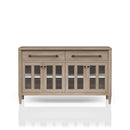 Power Ready - Buffet With Glass Cabinet Doors - Sand by HouseOfZazla