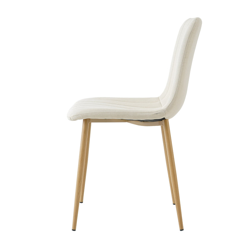 Modern beige cloth dining chair, Fabric Accent Upholstered Chairs Side Chair with wood-transfer Metal Legs for Home Furniture Living Room Bedroom Kitchen Dining room(set of 4)