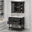 Bathroom Vanity With Medicine Cabinet, Storage Cabinet With 4 Drawers, Adjustable Shelf Mirror by Unique Piece Furniture