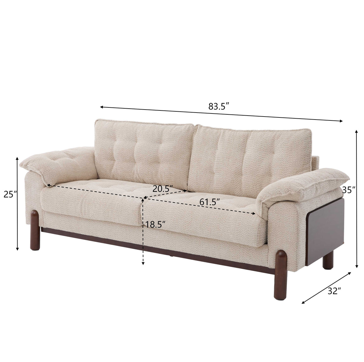 83.5 in. 3 Seater Modern Boucle Upholstered Sofa, photo 10 of 10