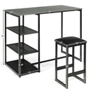 3 pcs Dining Set with Faux Marble Top Table and 2 Stools-Black by LJGDeals
