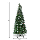 5/6/7.5 Feet Artificial Pencil Christmas Tree with Pine Cones by LJGDeals