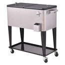 80 Quart Patio Rolling Stainless Steel Ice Beverage Cooler by LJGDeals