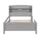 Wood Platform Bed With Built In LED Light, Storage Headboard And Guardrail by HouseOfZazla