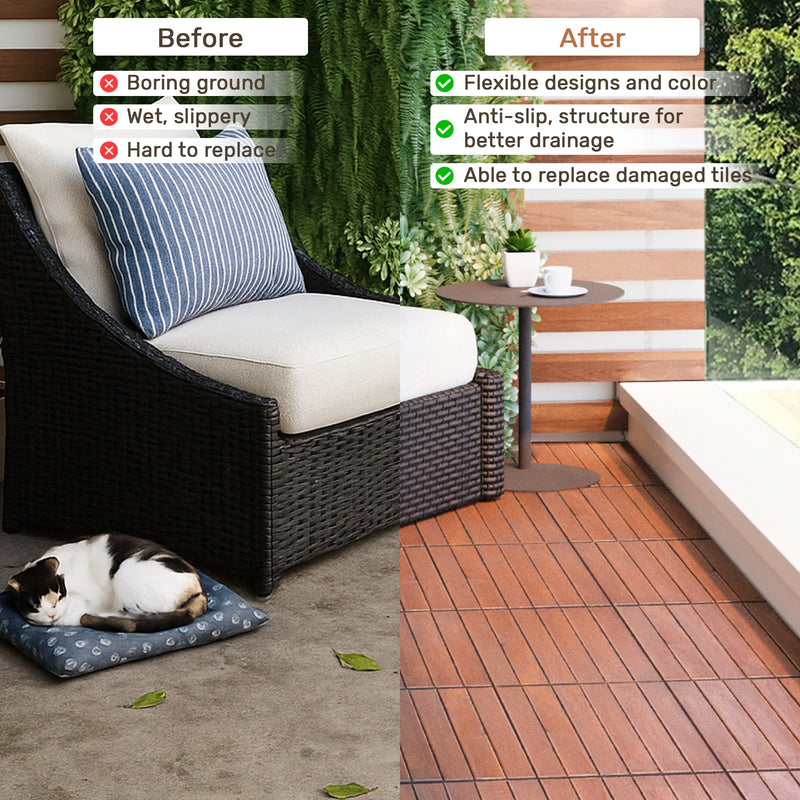 10 PCS Interlocking Acacia Hardwood Deck Tiles, photo 9 of 10