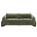 89"L Chenille Sofa with Wooden Legs – Olive by HouseOfZazla