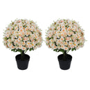 Artificial Snow Lotus Potted Plant, Artificial Floral Decor For Indoor & Outdoor Spaces - White / Pink