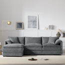 Modular Sectional With Deep And Wide Seat, Cloud Couch Set With Double Cushions Sofa With Movable Ottoman by HouseOfZazla