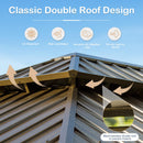10' x 14' Hardtop Gazebo with Galvanized Steel Double Roof and Wood Grain Frame by HouseOfZazla
