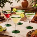 Mexican Hand Blown Martini & Margarita Glasses - Set of 4-10oz