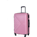 3 Piece Luggage Sets ABS Lightweight Suitcase with Two Hooks, Spinner Wheels, TSA Lock, (20/24/28), Pink