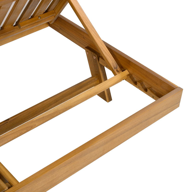 LOUNGE CHAISE SET, SPACE AVAILABLE ON ONE SIDE,ACACIA SOLID WOOD WITH LOUNGE CUSHION (CREAM & TRIPLE FOLD) - MATCHING DARK GREY VERSION AVAILABLE