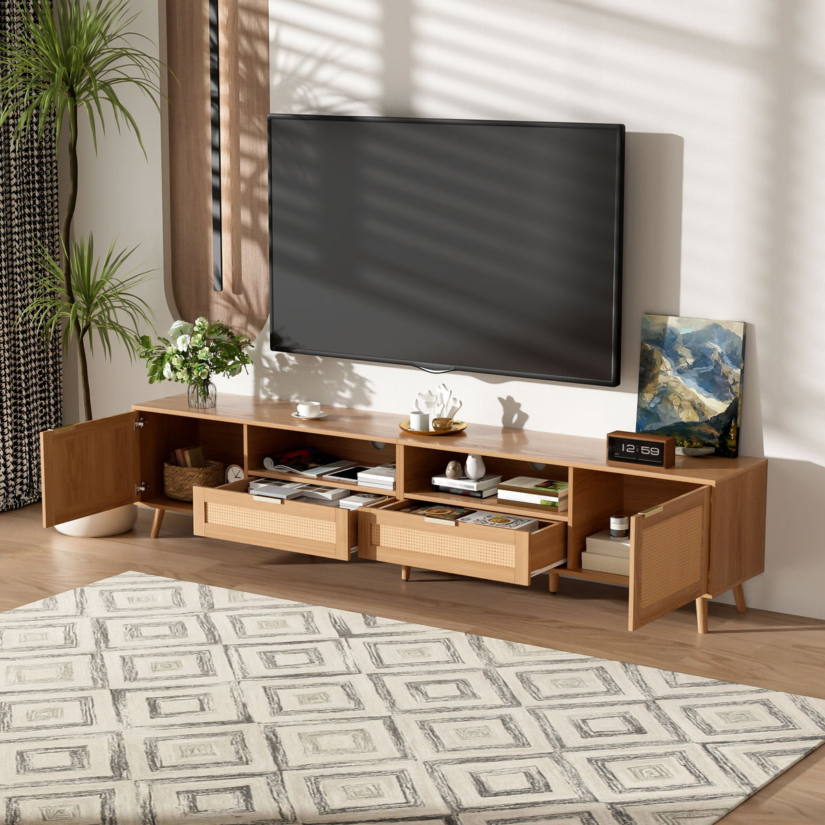 TV Stand, Media Console With Cable Management, photo 18 of 21