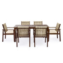 7 Piece Outdoor Acacia Wood Dining Set With Cushions