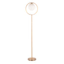 Moon Contemporary Floor Lamp in Gold Metal and Frosted Glass