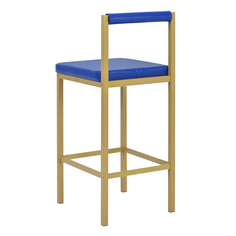 7-Piece Multi-Functional Modern Counter Height Dining Bar Table Set with Open Shelves and 6 Upholstered Stools for Dining Room, Bar and Cafe (White and Blue)