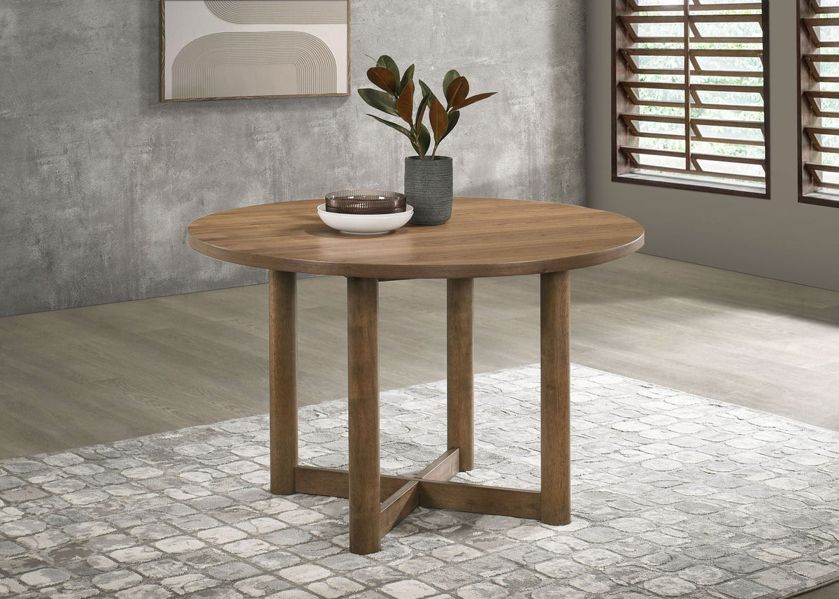 Crestmore 46-inch Round Wood Dining Table Walnut, photo 6 of 7