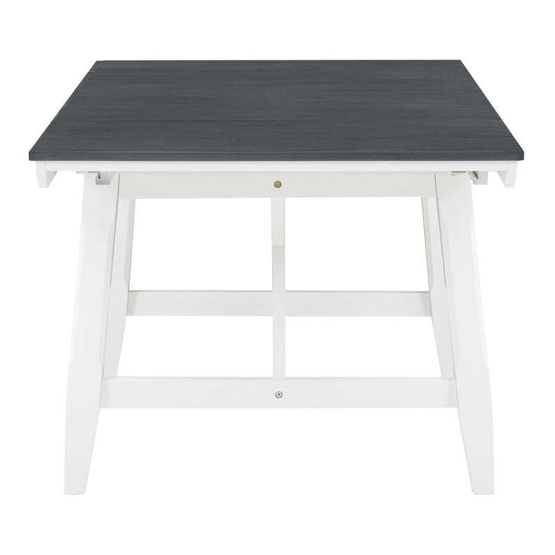 6-Piece Classic Dining Table Set, Rectangular Extendable Dining Table with two 12"W Removable Leaves and 4 Upholstered Chairs & 1 Bench for Dining Room (Gray+White)