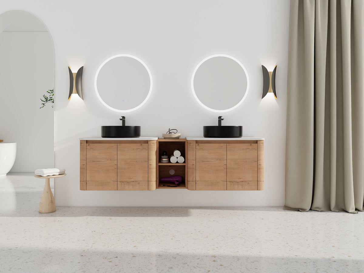 72" Wall-Mounted Bathroom Vanity With Ceramic Art Sink, photo 3 of 10