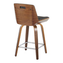 Corazza - Mid Century Modern Fixed Height Counter Stool With Swivel With Square Footrest (Set of 2)