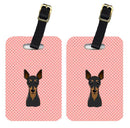 Checkerboard Pink Min Pin Luggage Tag
