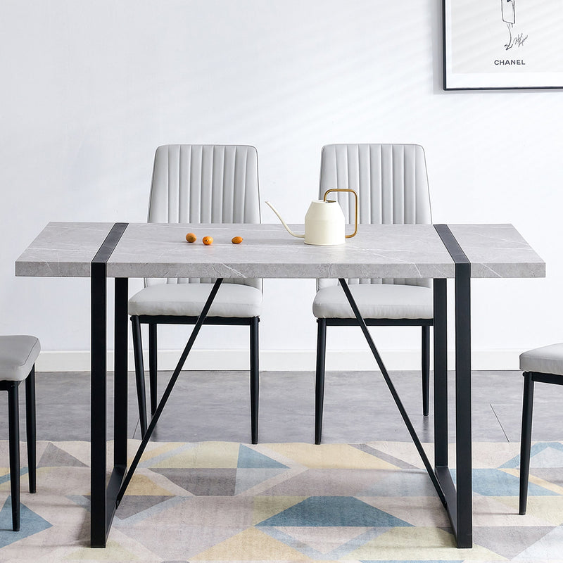 5-piece Dining Table Chairs Set, Rectangular Dining Room Table Set for 4, Modern Dining Table and faux leather Chairs for Kitchen Dining Room, Small Space, GRAY