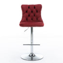 Swivel Barstools Adjusatble Seat Height From 25-33", Modern Upholstered Base Bar Stools With Backs Comfortable Tufted For Home Pub And Kitchen Island (Set of 2)