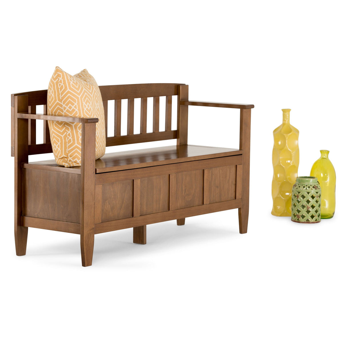 Brooklyn - Entryway Storage Bench - Medium Saddle Brown, photo 7 of 8