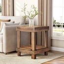 2 Tier End Table With Open Shelves, Natural Wood by HouseOfZazla