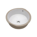 Ceramic Round Undermount Bathroom Sink With Overflow, European Style - White