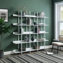 5 Tier Bookcase Home Office Open Bookshelf, Vintage Industrial Style Shelf with Metal Frame, MDF Board