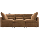 Modern Modular U-Shaped Sofa Bed With Movable Ottoman, USB Ports, Phone Holder