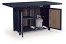 East Beach - Rectangular Bar Table With Fire Pit - Blue