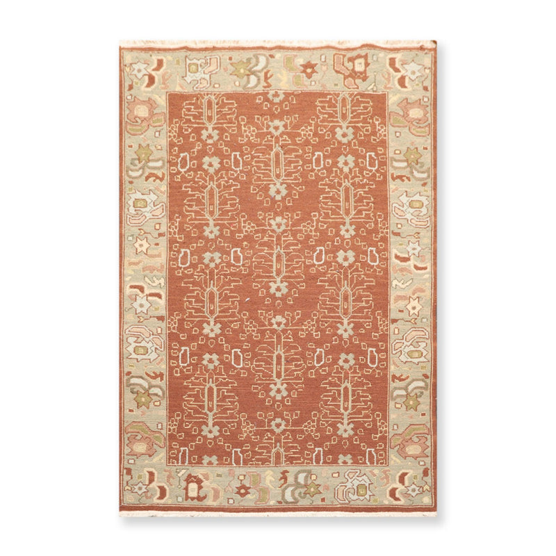 3'10" x 5'10" Hand Knotted Wool Reversible Panel Area Rug Brown