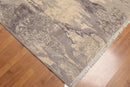 6' x 9' Hand Knotted Designer Grunge/Distress Look Wool Area rug Beige