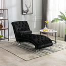 Chaise Lounge Indoor, Button Tufted Upholstered Chaise Lounge Chair With Pillow by HouseOfZazla
