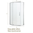Diamond Shaped Corner Shower Door, Inward Sliding, Stainless Steel Frame by HouseOfZazla