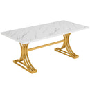 Executive Desk With X-Legs, Sturdy Office Workstation For Home Office - White / Gold by HouseOfZazla