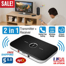 Wireless V5.0 Transmitter Receiver with aptX Low Latency 2-in-1 Wireless 3.5mm Audio Adapter for TV Headphones Speakers PC Sound System Car
