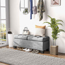 46" Storage Ottoman Bench, Upholstered End of Bed Bench with Steel Frame, Button Tufted Storage Bench with Safety Hinges for Living Room, Entryway, Bedroom, Gray